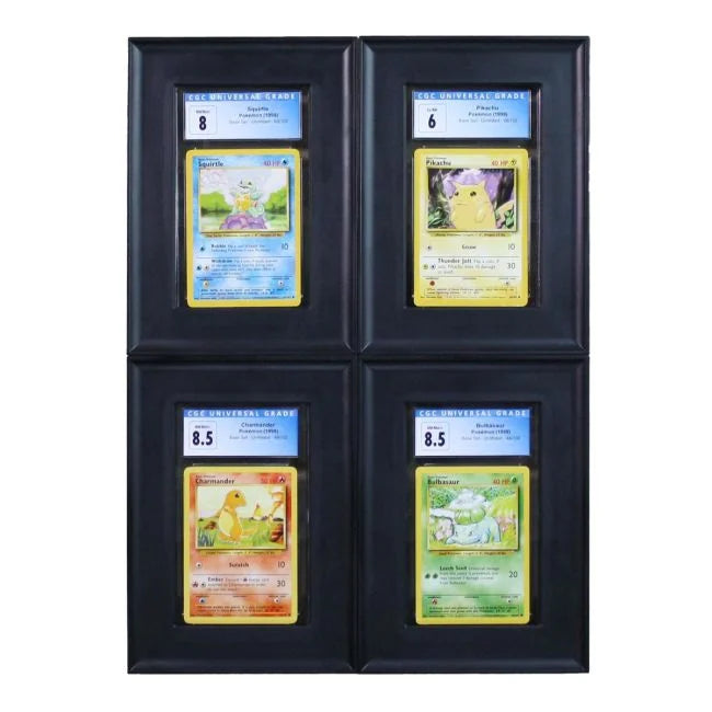 Black BCW Interlocking Graded Card Frames for protecting and displaying collectible cards, ideal for Pokémon and trading card collections.