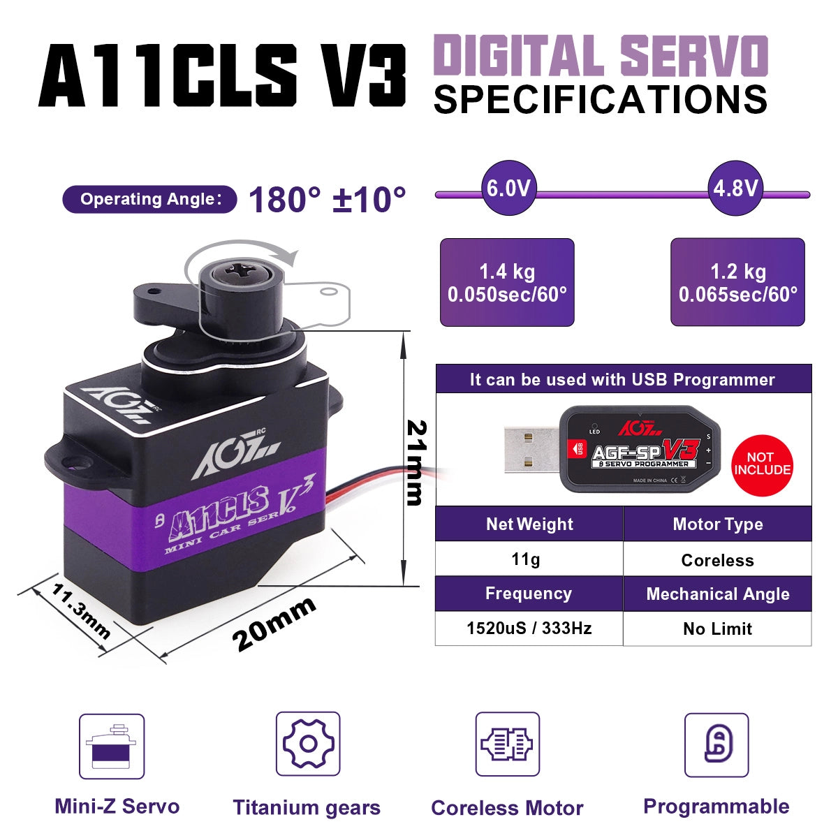 AGF RC: A11CLSV3 Digital Coreless Micro Servo