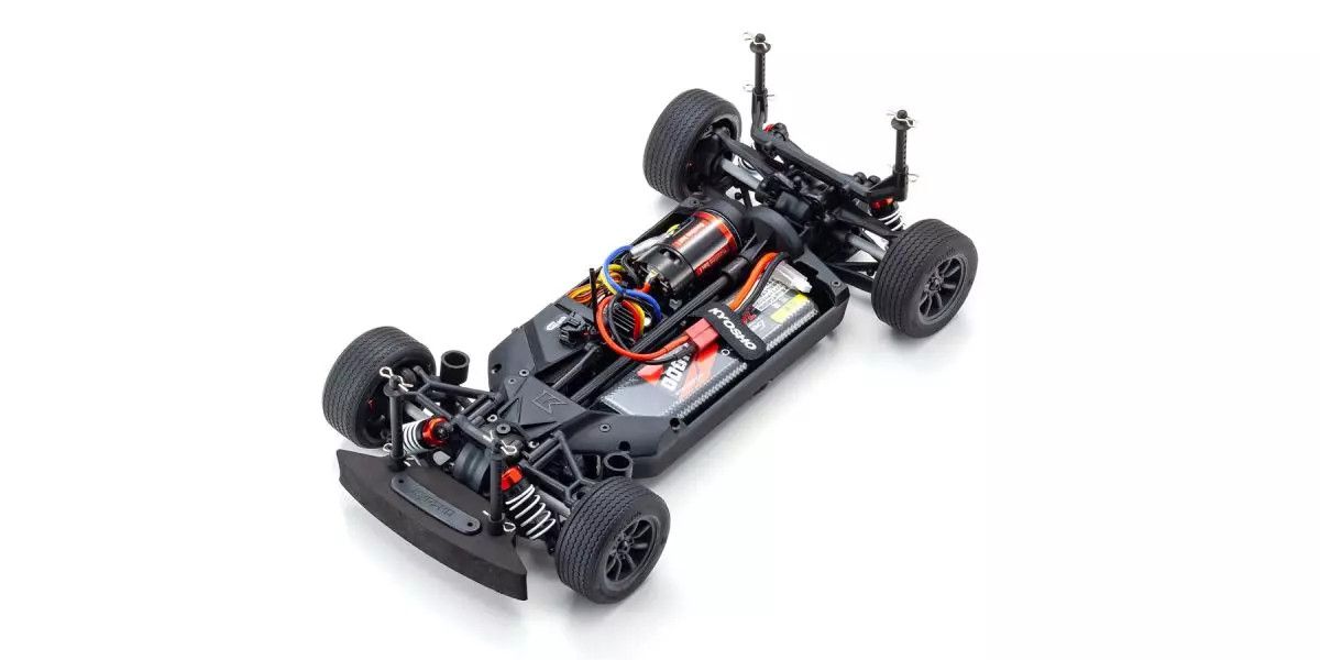 Kyosho 1/10 scale 4WD Fazer Mk2 FZ02 Toyota Celica GT RC car on display, detailed body and wheels visible.