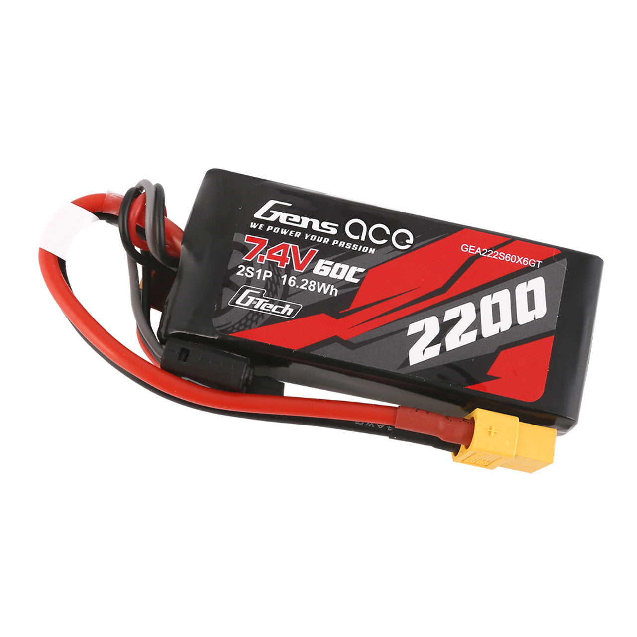 Gens Ace: G-Tech 2200mAh 7.4V 60C 2S1P Lipo Battery with XT60