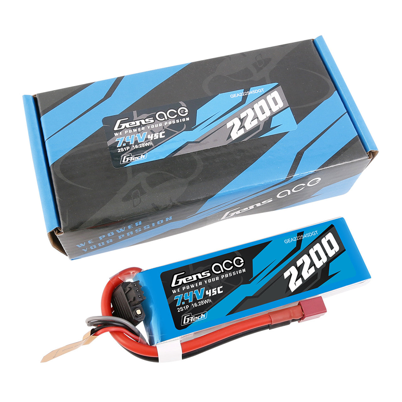 Gens Ace: G-Tech 2200mAh 7.4V 45C 2S1P Lipo Battery