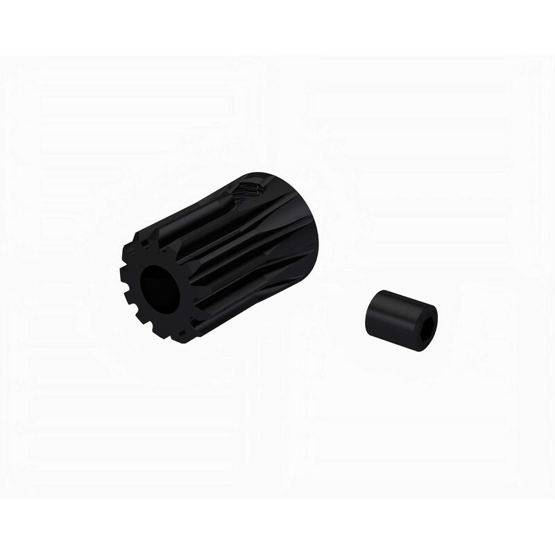 ARRMA 0.5 MOD Pinion Gear with 3.2mm bore, durable metal gear for RC cars, shown with detailed teeth and bore opening.