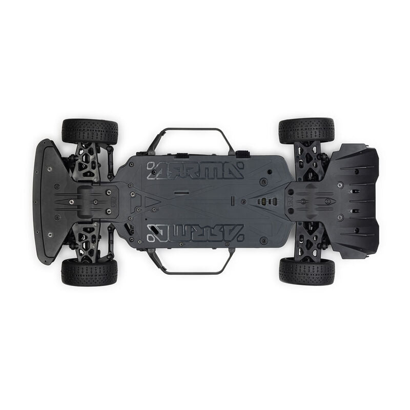 ARRMA 1/8 Infraction 223S RC car with sleek black body and detailed design, ready for high-speed off-road racing.