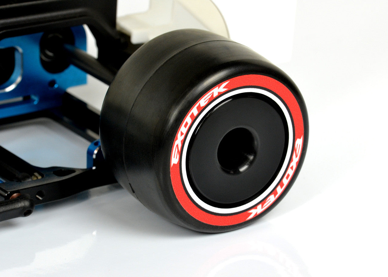 Exotek Racing: F1 1/10 Rear Rubber Tires 33X, Red-Soft