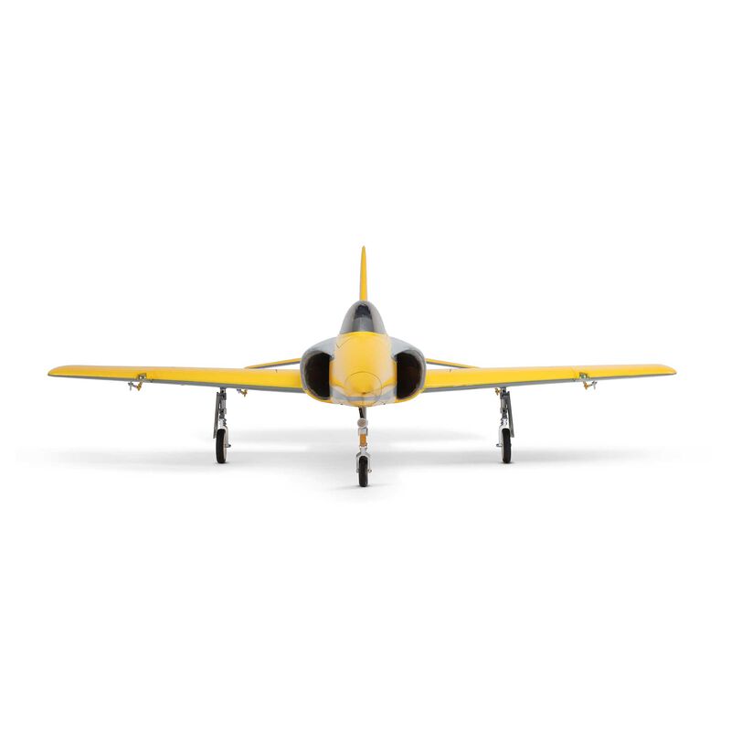 E-Flite Habu XS 80mm EDF model aircraft in flight, showcasing sleek design and detailed features.