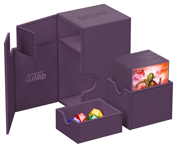 Purple Ultimate Guard Flip'n'Tray 80+ Xenoskin card storage and organization tray for trading cards.