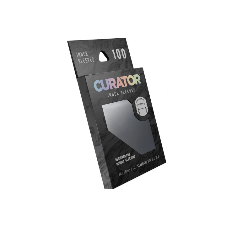 Orange Nebula Curator inner sleeves box for protecting and organizing collectible trading cards or game components.