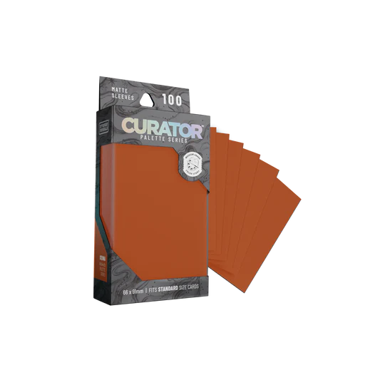 Orange Nebula Curator Palette Series Standard Sleeves for cards, featuring Sienna color design and protective card storage.
