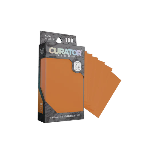 Orange Nebula Curator Palette Series Standard Sleeves featuring ochre-colored card sleeves for tabletop gaming card protection.