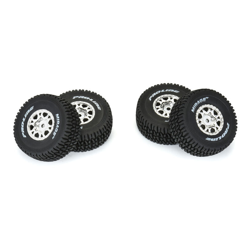 Proline: Mirage TT Satin Silver Mounted Tires for Mojave GROM (4 pcs)