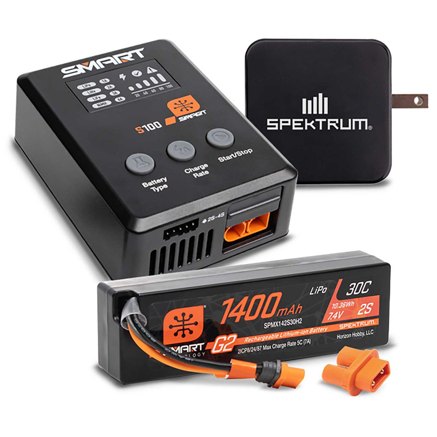 Spektrum: Smart Powerstage Bundle: 1400mAh 2S LiPo + S100 Charger