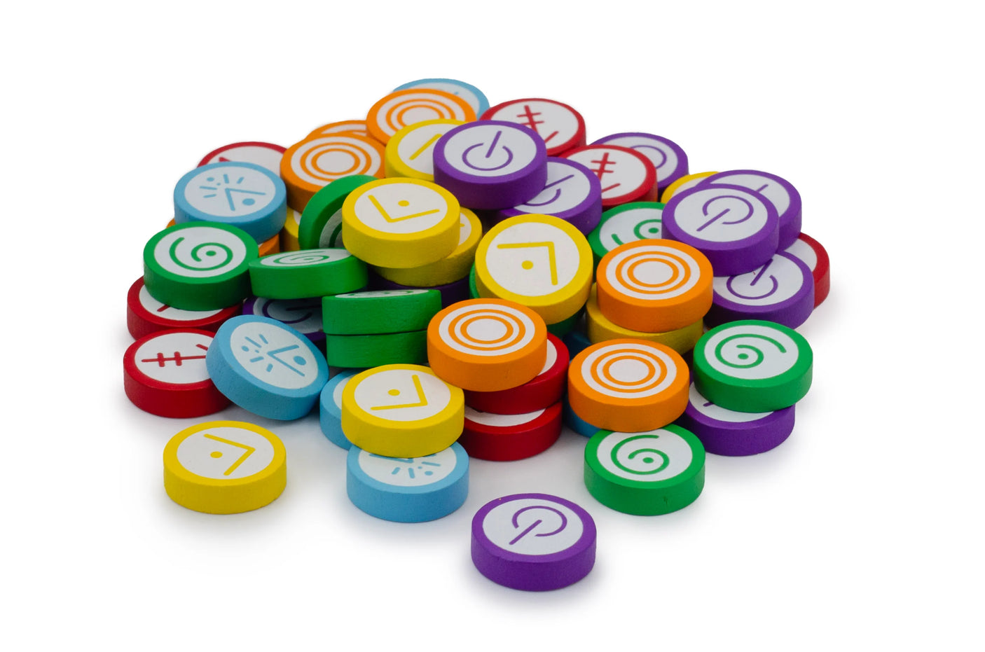 Set of Vantage Wooden Skill Tokens by Stonemaier Games for tracking skills in tabletop gameplay.