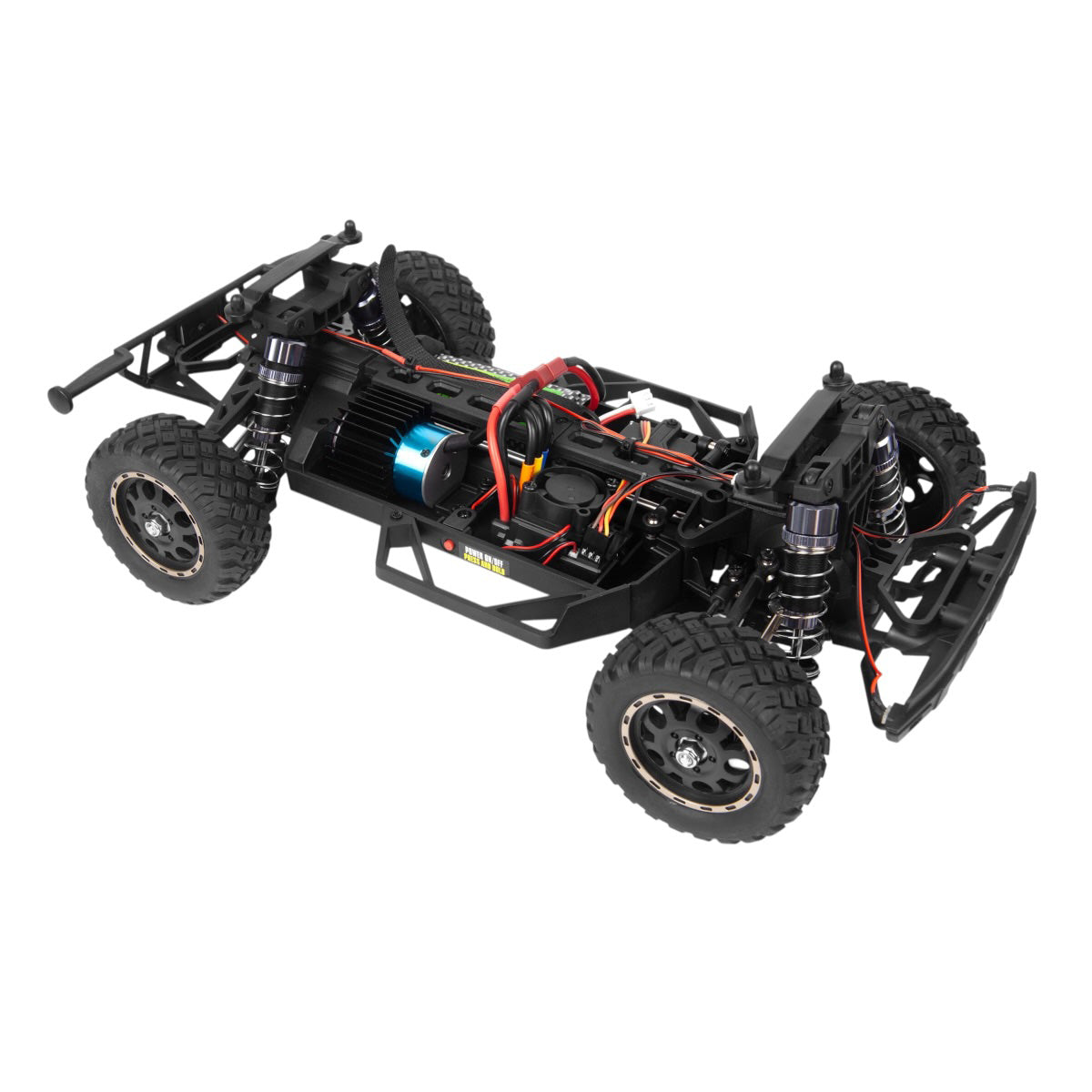 HPI Racing Blackzon Vyper SC Turbo 1/16 scale 4WD electric RC truck with brushless motor and turbo design, black and aerodynamic body.