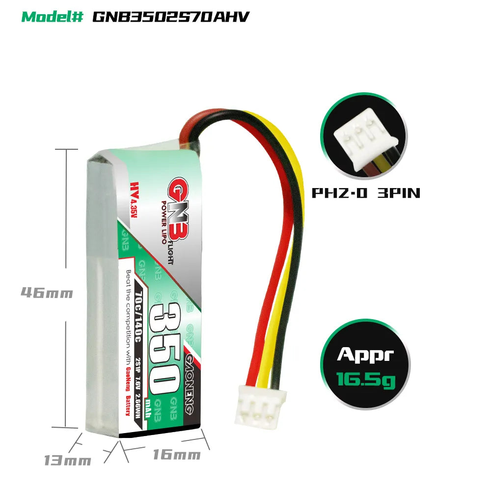 GNB: 350mAh LiHV 2S 70C LiPo Battery