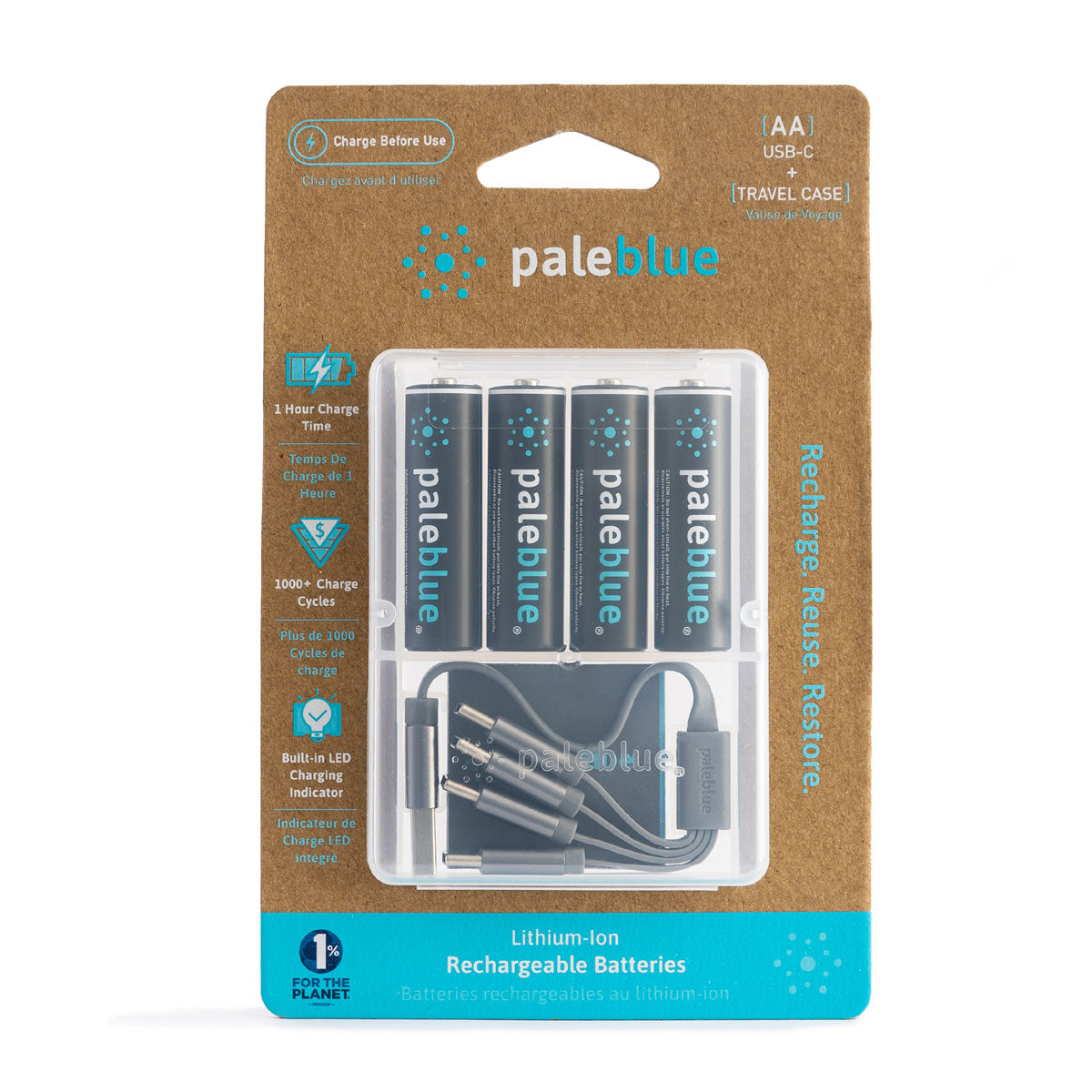 Pale Blue: Lithium Ion Rechargeable AA Batteries (4pk)