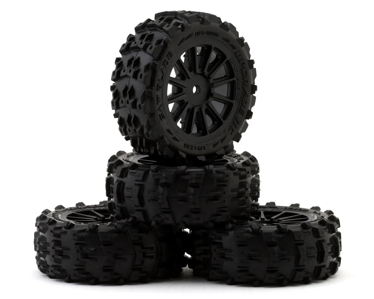 UpGrade RC: Saw Blade Pre-Mounted Tires for ARRMA Typhon GROM (4 pcs)
