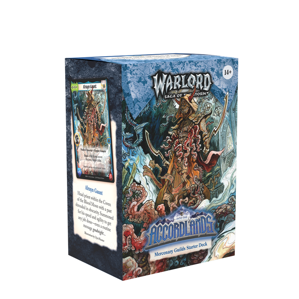 Warlord CCG Saga of the Storm Into the Accordlands Starter Deck by Kingswood Games, unopened booster pack on a white background