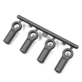 Set of four Xpress 4.8x15mm composite ball cups for RC car suspensions with black finish and durable construction.