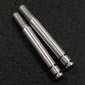 Pair of Xpress Steel Short Shock Shafts for RC cars, showing the shiny metal shafts with precise machining details.