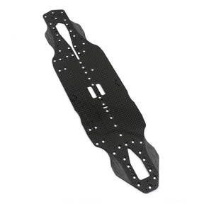 Xpress XQ11R 2.25mm graphite main chassis for RC cars, lightweight and durable construction, shown in a close-up image.