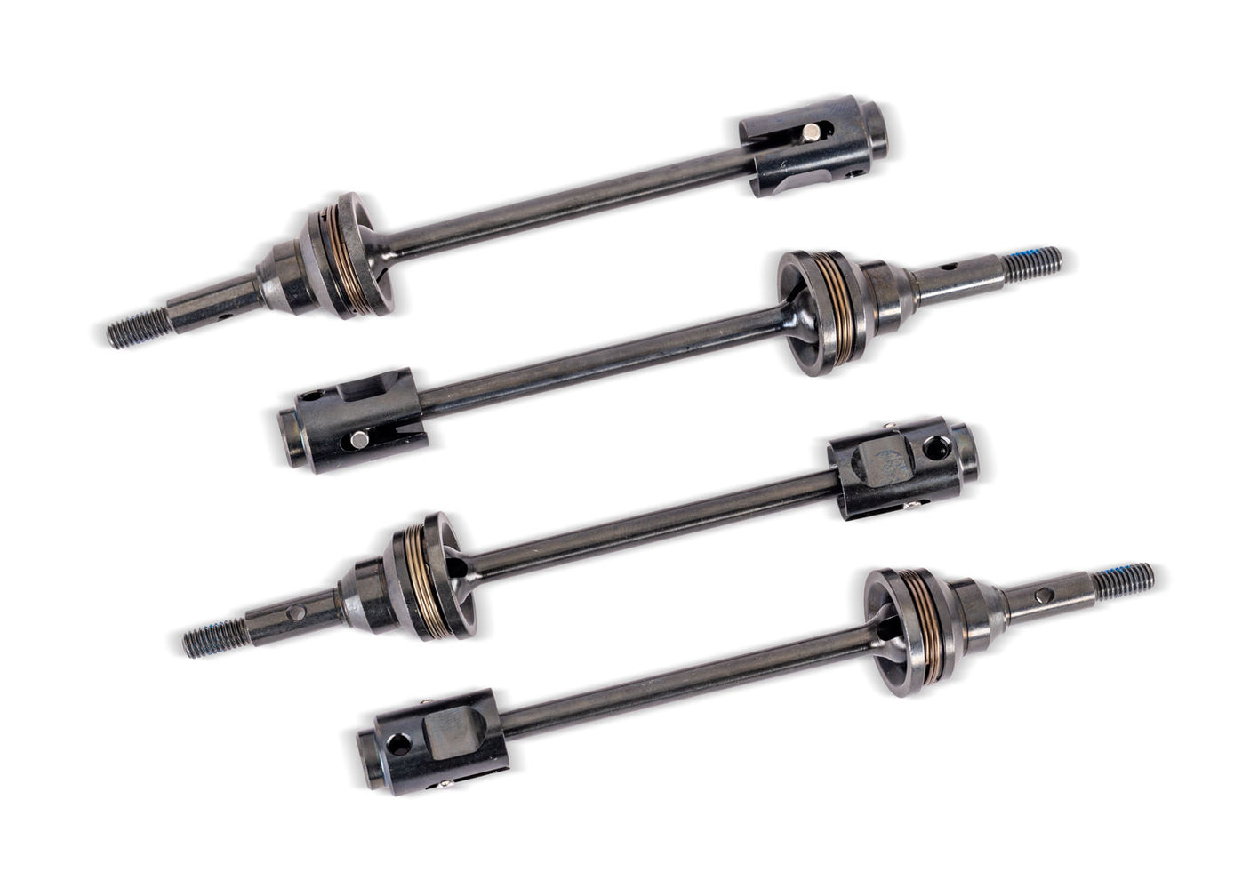 Traxxas WideMaxx steel CV driveshafts showcasing robust design and durable construction for enhanced performance.