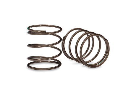 Traxxas Mini GTR Springs with 1.19-rate green stripe, pair of high-performance RC car suspension springs, black and green color.