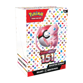 Pokémon TCG 151 Booster Bundle with packs featuring original 151 Pokémon cards, colorful booster packs on a plain background.