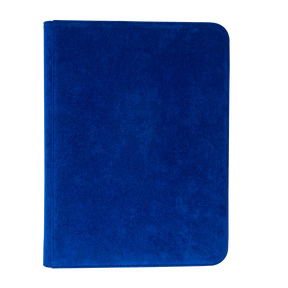 Blue Ultra Pro 9-pocket zippered pro binder with vivid deluxe design for storing trading cards or collectibles.