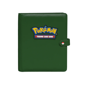 Ultra Pro premium green 4-pocket snap binder for Pokémon cards, featuring a front view with secure snap closure.