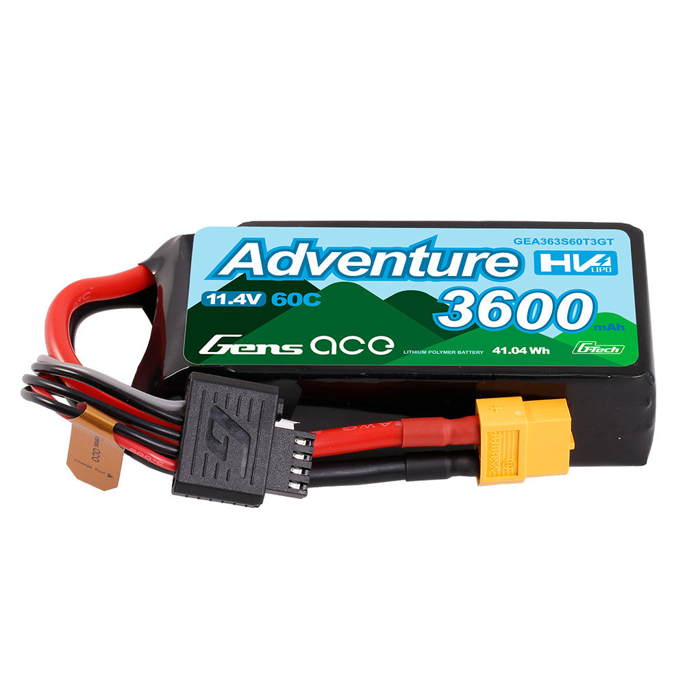 Gens Ace: 3600mAh 3S 60C 11.4V Adventure HV G-tech Lipo (XT60)