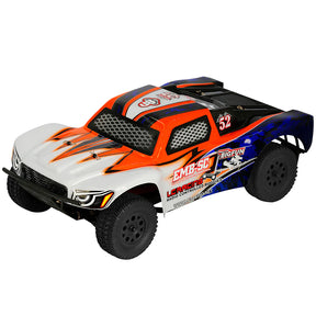 LC Racing EMB-SC 1/14 scale 4WD RTR short course truck with detailed body and off-road tires, ready for RC racing.