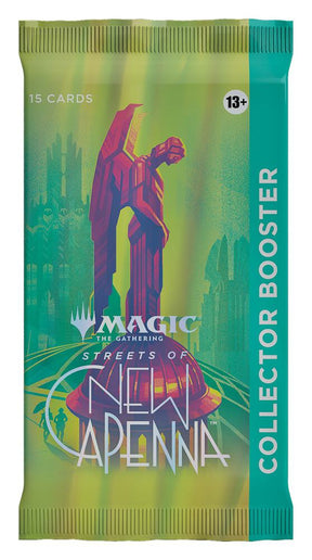 MTG Streets of New Capenna Collector's Booster Pack by Wizards of the Coast, featuring colorful fantasy card artwork.