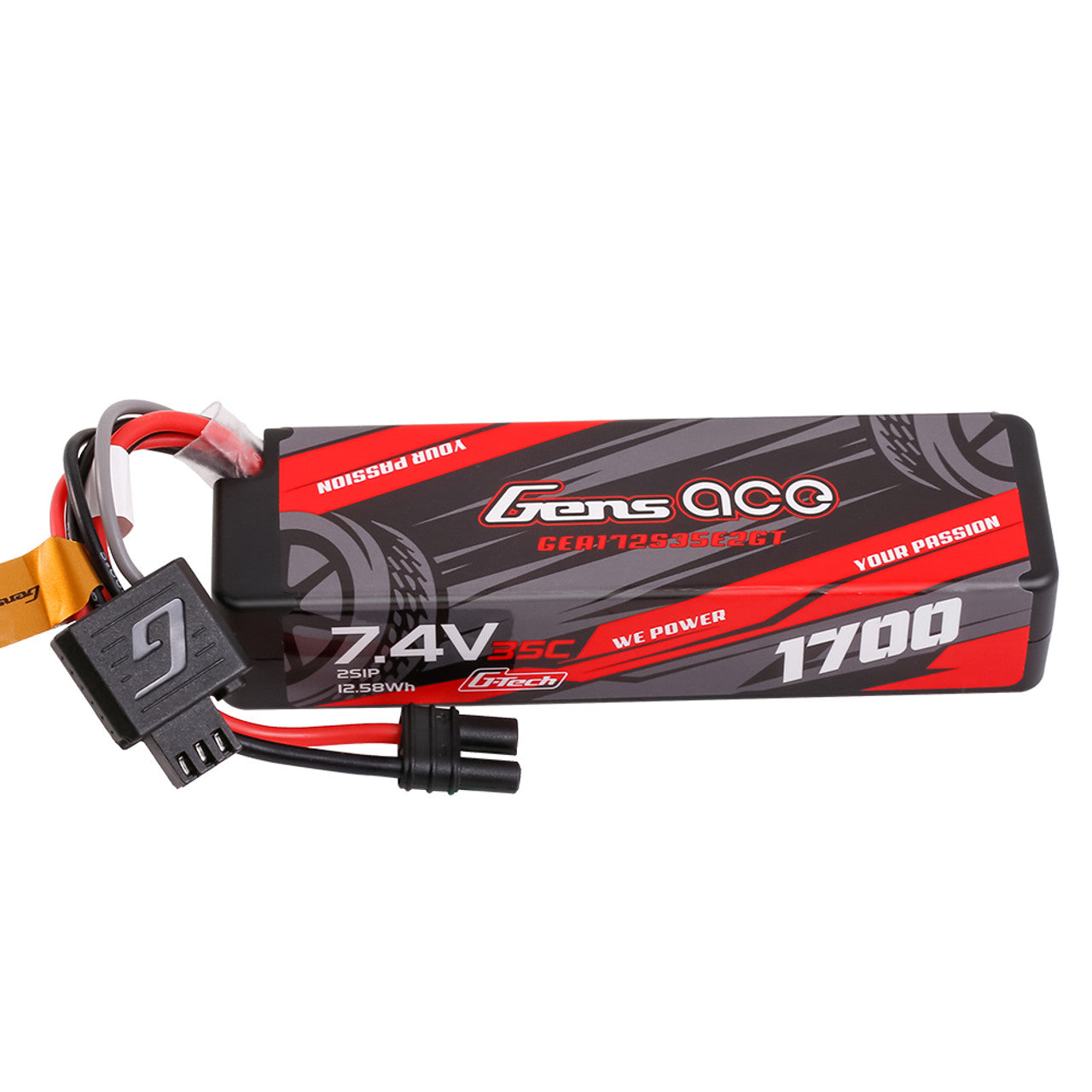 Gens ace: 1700mAh 2S 35C 7.4V G-Tech Hardcase Lipo Battery with IEC2 Plug