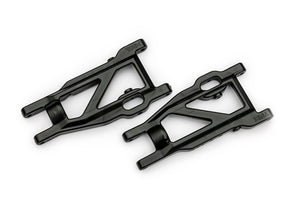 Traxxas black heavy-duty suspension arms for RC vehicles, showing durable metal construction and mounting points for upgrade.
