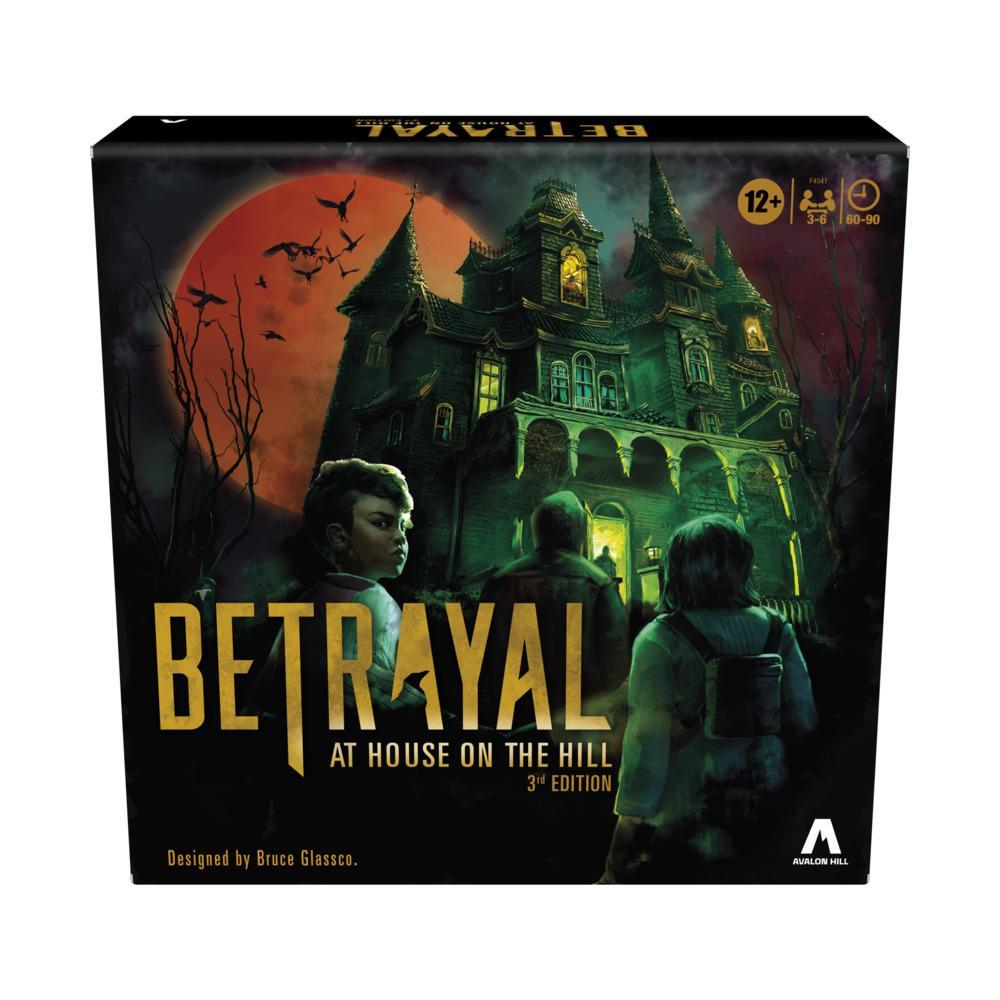 Betrayal at House on the Hill 3rd Edition board game by Hasbro, featuring spooky haunted house artwork and game components.