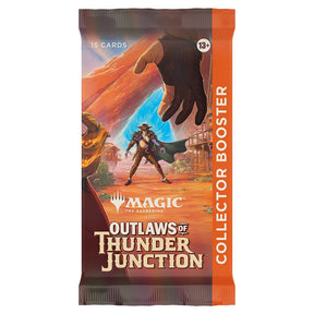 MTG Outlaws of Thunder Junction Collector Booster Pack by Wizards of the Coast, featuring colorful Magic: The Gathering card artwork.