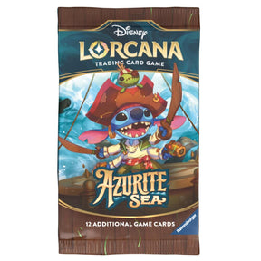 Lorcana TCG Azurite Sea booster packs featuring colorful artwork and sealed packaging for collectible card game enthusiasts
