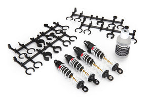 Traxxas Aluminum Big Bore Shocks set with four high-performance suspension components for RC cars.