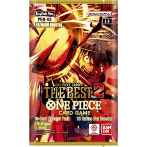 Bandai One Piece TCG The Best Vol. 2 Booster Pack of collectible trading cards featuring colorful character illustrations.