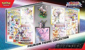 Pokemon Prismatic Evolutions Premium Figure Collection by Hobby Addicts featuring detailed collectible figures on display.