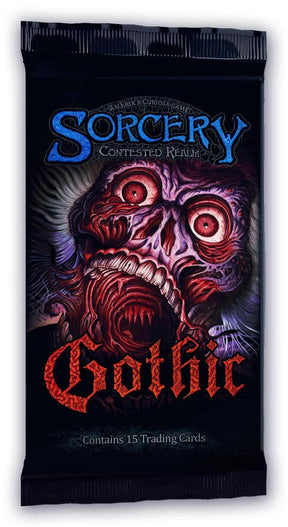 Collectible Sorcery Gothic Booster Pack trading cards featuring dark fantasy artwork from the Sorcery brand.