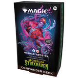 MTG Secrets of Strixhaven Commander Deck box featuring colorful artwork and cards from Wizards of the Coast.