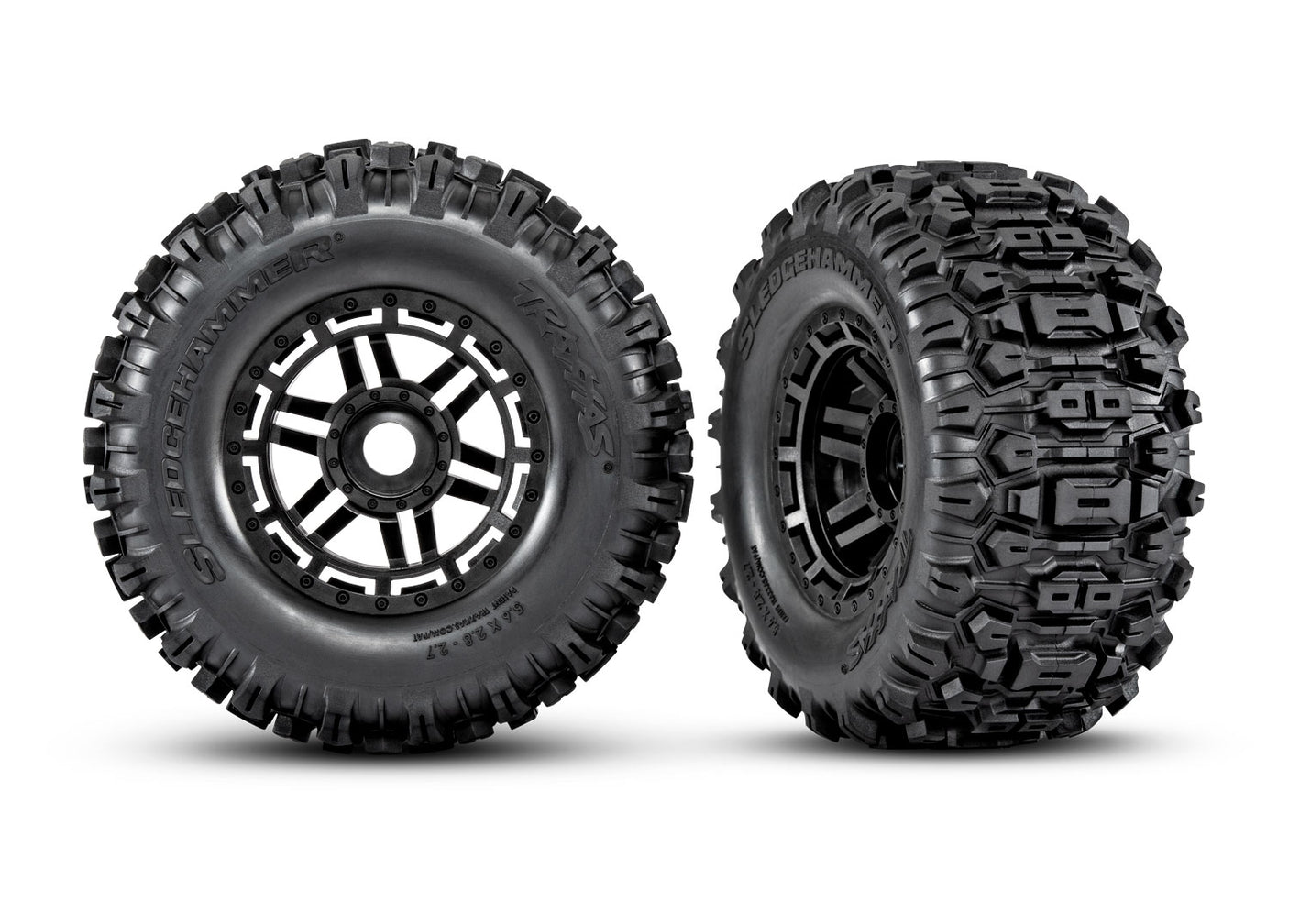 Traxxas: Maxx 2.8" Black Wheels & Sledgehammer Tires (2)
