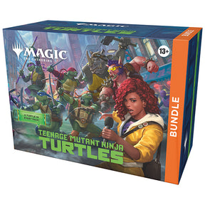 Teenage Mutant Ninja Turtles bundle with Wizards of the Coast branding, featuring TMNT-themed cards and accessories.