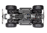 Traxxas TRX-4 Ford F-150 High Trail Edition RC truck chassis bottom view showing detailed underside and suspension components.