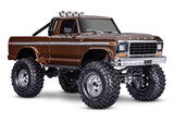 Traxxas TRX-4 Ford F-150 High Trail Edition RC truck with detailed front and side view in brown