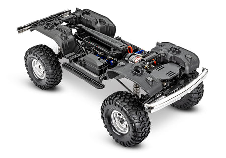 Traxxas TRX-4 Ford F-150 High Trail Edition RC truck chassis shown from a front three-quarter view.