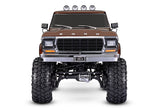 Traxxas TRX-4 Ford F-150 High Trail Edition RC truck front view with detailed brown body and off-road tires