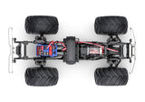 Overhead view of Traxxas TRX-4MT Ford F-150 RC monster truck chassis showing detailed build and rugged design.
