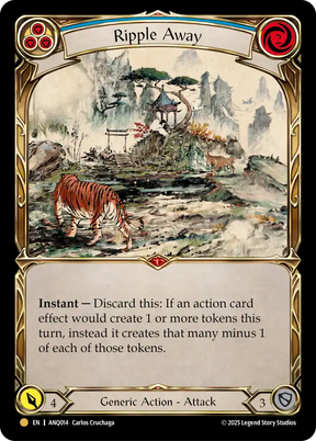 Flesh and Blood Ripple Away Antiquity Cold Foil card from Legends Story Studios, featuring vibrant holographic artwork.